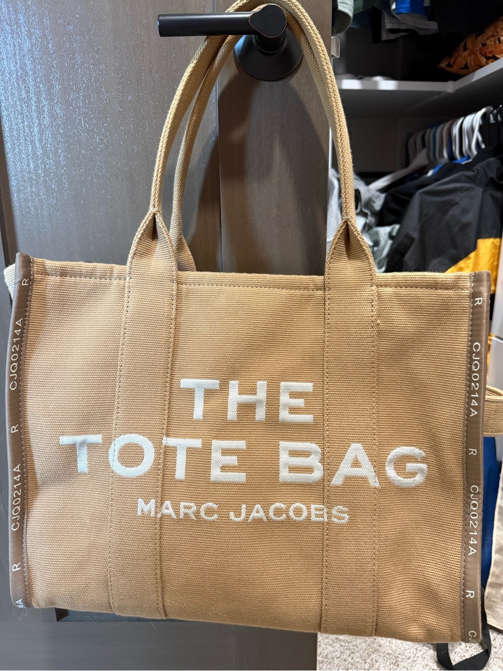 Marc Jacobs Canvas Duffel Tote Bag in Tan with White Logo